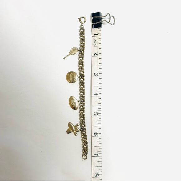 Vintage Gold Charm Bracelet with Sports Pendants - Picture 8 of 8